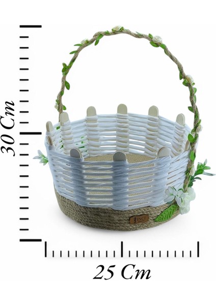 Büyük 25cm Hasır Sepet, El Emeği, Dekorasyon ve Sunum için, Beyaz, Premium Kalite fırsatları