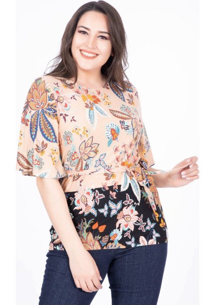 Pelerin Kol Desenli Bluz 34458