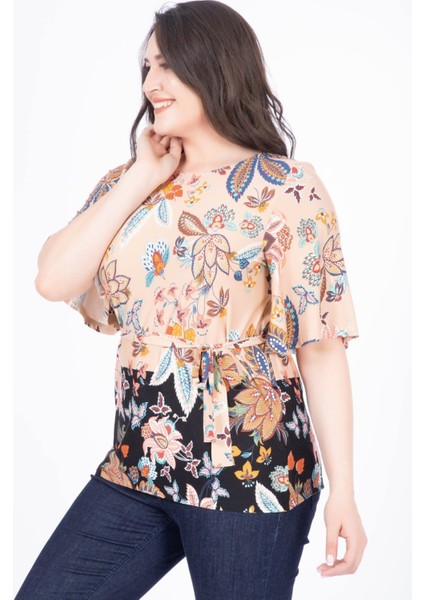 Pelerin Kol Desenli Bluz 34458