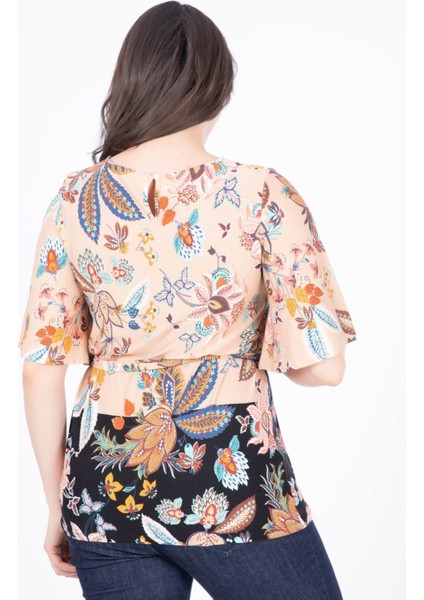 Pelerin Kol Desenli Bluz 34458