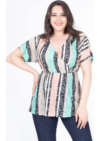 Anvelop Çizgili Bluz