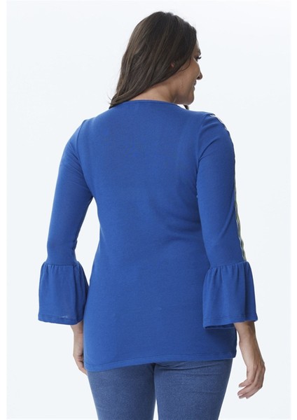 Kolları Şerit Volan Detaylı Örme Bluz fiyatları