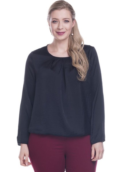 Eteği Lastikli Saten Bluz 12486-m