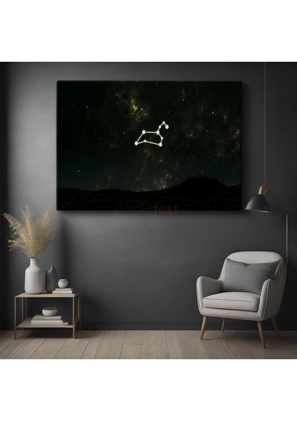 Gece Takımyıldızı - Karanlık Gökyüzünde Parlayan Yıldız Haritası Kanvas Tablo