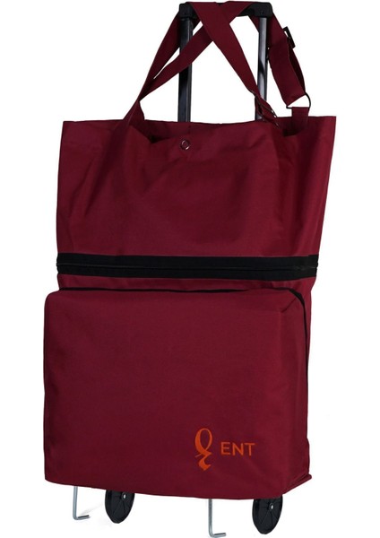 Mine Model 2 Tekerli Su Geçirmez Katlanabilir Teleskobik Kollu Seyahat,alışveriş Çantası- Bordo fiyatları