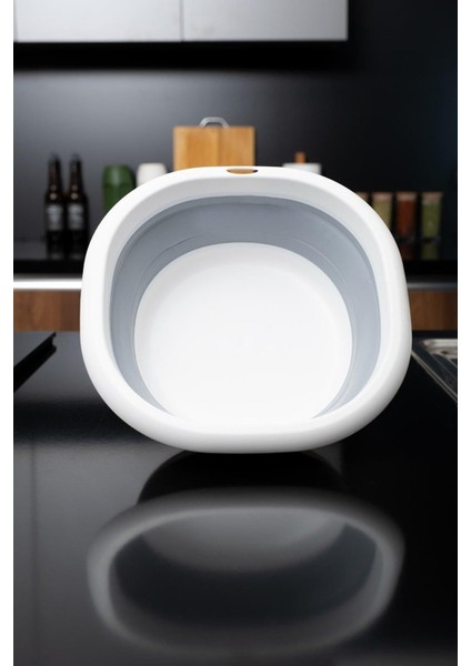 3'lü Katlanır Leğen Seti, Akordiyon Tasarım, 2,7-10 Lt, Beyaz, Plastik, 35x35 cm modelleri