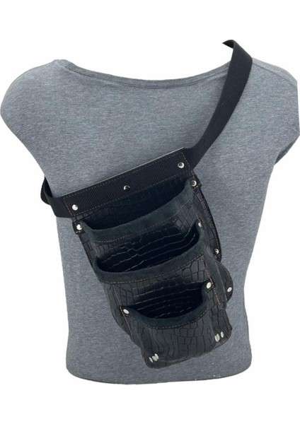 Hakiki Deri Kroko Cepli Tekniker Çivi Önlüğü Bel Çantası Siyah fiyatları