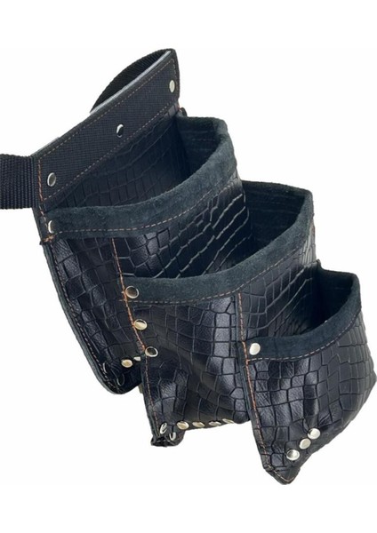 Hakiki Deri Kroko Cepli Tekniker Çivi Önlüğü Bel Çantası Siyah indirimleri