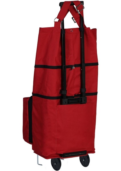 Mine Model 2 Tekerli Su Geçirmez Katlanabilir Teleskobik Kollu Seyahat,alışveriş Çantası- Kırmızı fiyatları