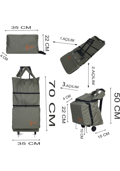 Mine Model 2 Tekerli Su Geçirmez Katlanabilir Teleskobik Kollu Seyahat,alışveriş Çantası- Yeşil fiyatları