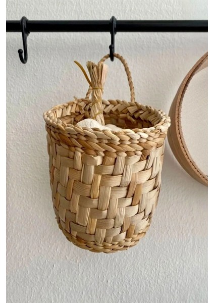 El Yapımı Çok Amaçlı Hasır Sepet, 10x10cm, Düzenleyici, Hafif ve Şık Tasarım