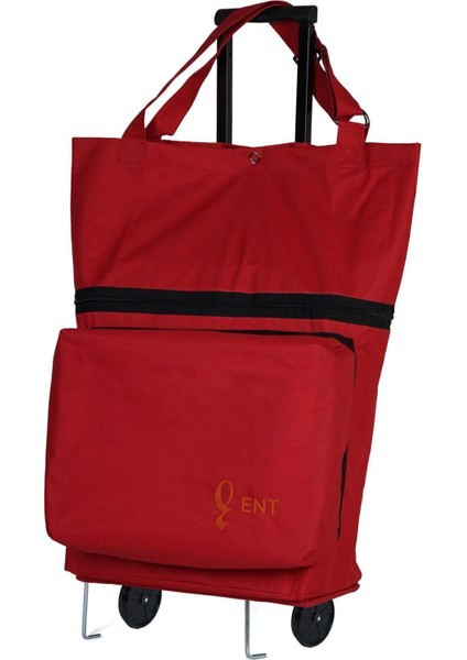 Mine Model 2 Tekerli Su Geçirmez Katlanabilir Teleskobik Kollu Seyahat,alışveriş Çantası- Kırmızı fırsatları