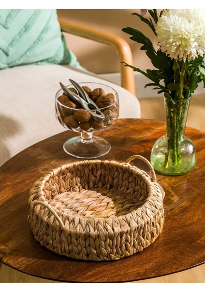 Kahverengi doğal hasır sepet, şık ve fonksiyonel 27 cm dekoratif ürün