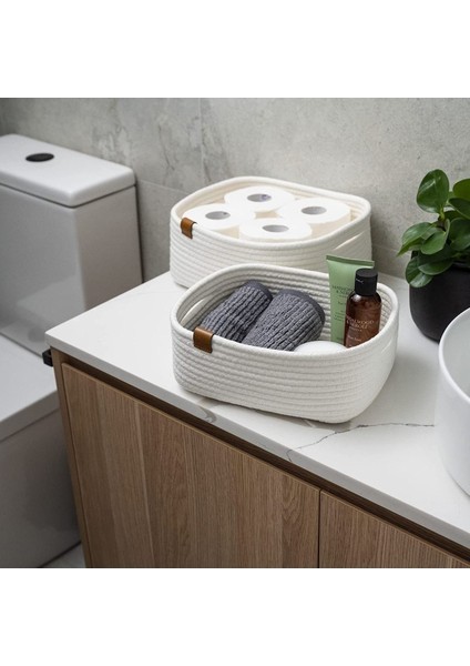 Beyaz 3'lü Dikdörtgen Jüt Sepetler, Şık ve Kullanışlı Ev Dekorasyonu Aksesuarları modelleri