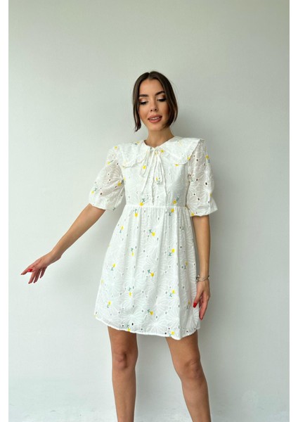 Bebe Yakalı Brode Elbise modelleri