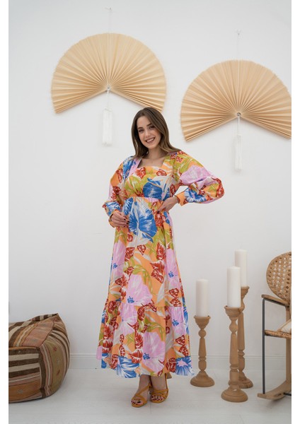 Desenli Keten Elbise fiyatları