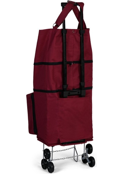 Vadi Model Sessiz 6 Teker Merdiven Çıkan Katlanır Teleskobik Kol Seyahat ,alışveriş Çantası-Bordo fiyatları