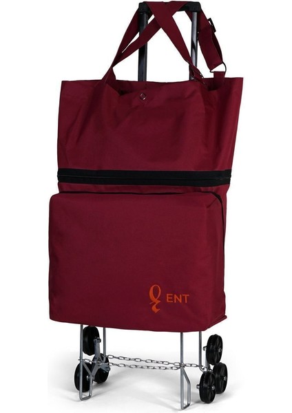 Vadi Model Sessiz 6 Teker Merdiven Çıkan Katlanır Teleskobik Kol Seyahat ,alışveriş Çantası-Bordo fırsatları