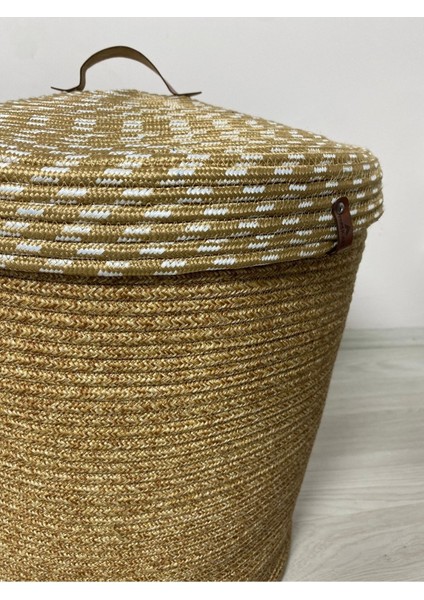 Büyük Boy Jüt Hasır Kapaklı Çamaşır Sepeti, şık ve kullanışlı depolama çözümü fiyatları