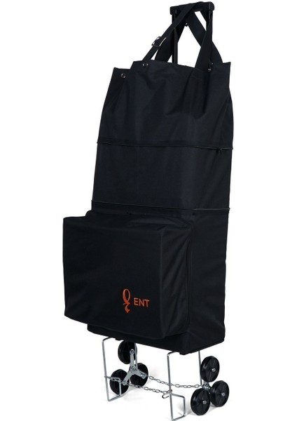 Vadi Model Sessiz 6 Teker Merdiven Çıkan Katlanır Teleskobik Kol Seyahat ,alışveriş Çantası-Siyah