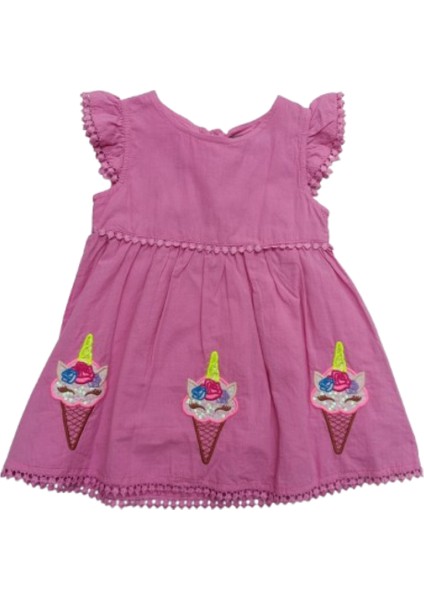 Kız Çocuk Elbise Pembe Baskılı 18-24 Ay Pembe