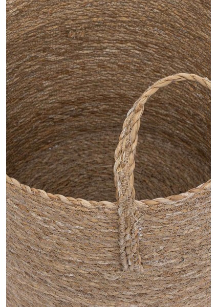 Doğal bej sümbüllü rattan dekoratif kulplu sepet 30x30, küçük hacim indirimleri