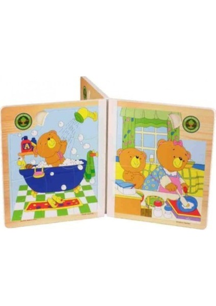 Meks Ahşap Kitap Puzzle Defter 6 Sayfa (1 Kitap - 6 Puzzle)