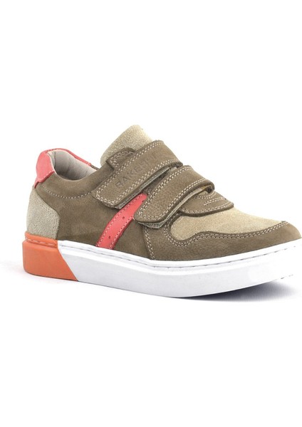 Hakiki Deri Kum Rengi Cırtlı Erkek Çocuk Sneaker