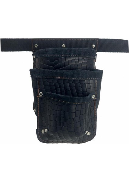 Hakiki Kroko Deri Cepli Tekniker Çivi Önlüğü Bel Çantası Siyah fiyatları