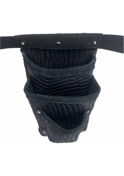 Hakiki Kroko Deri Cepli Tekniker Çivi Önlüğü Bel Çantası Siyah modelleri