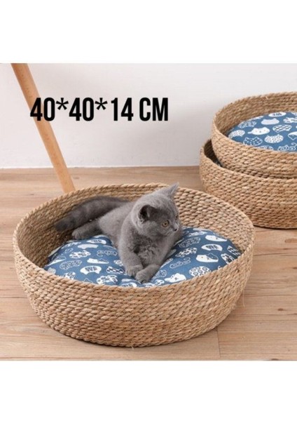 40x14 cm Hasır Kedi Köpek Evi ve Sepeti, Rahat ve Şık Tasarım