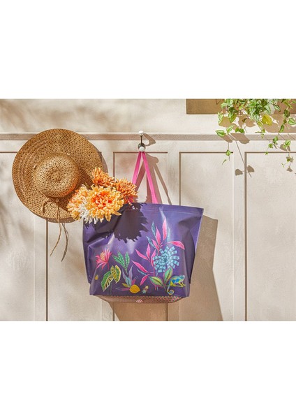 Exotic Flower Alışveriş Çantası 54,5X38 cm Mor