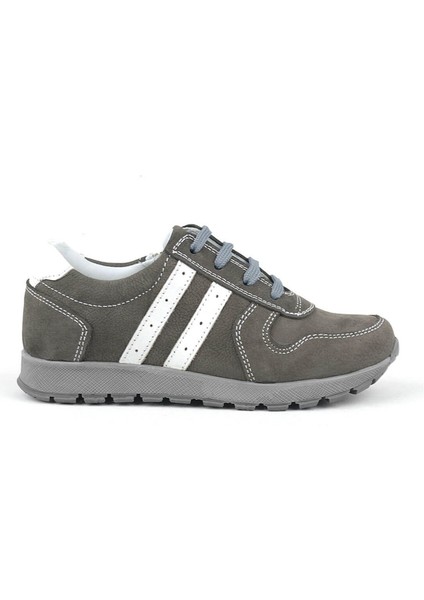 Deri Gri Fermuarlı Spor Ayakkabı Sneaker fiyatları