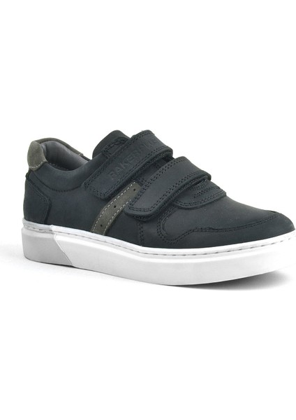 Hakiki Deri Siyah Cırtlı Erkek Çocuk Sneaker