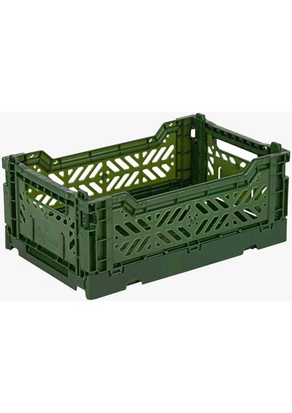 Haki Renkli Katlanabilir Mini Saklama Kutusu, Pratik ve Şık Tasarım, 26 cm