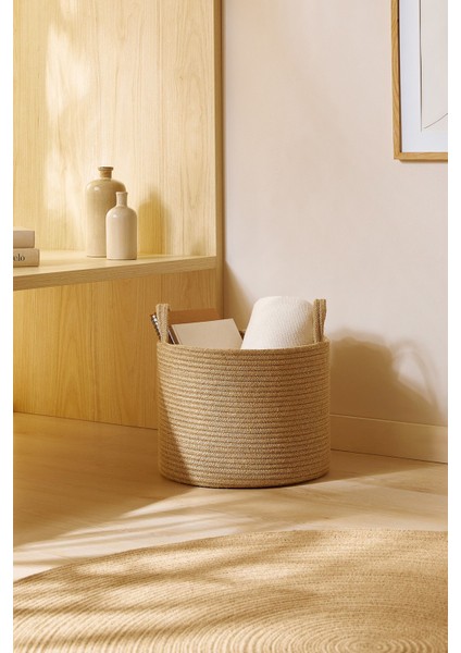 Doğal jüt dolap içi düzenleyici, 35x27, şık ve kullanışlı saklama sepeti