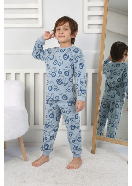 Erkek Çocuk Traktör Desenli Uzun Kollu Pijama Takımı