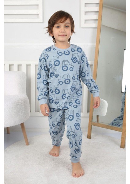 Erkek Çocuk Traktör Desenli Uzun Kollu Pijama Takımı