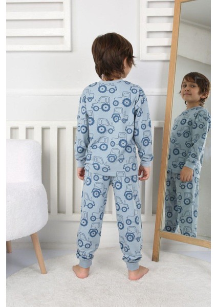 Erkek Çocuk Traktör Desenli Uzun Kollu Pijama Takımı