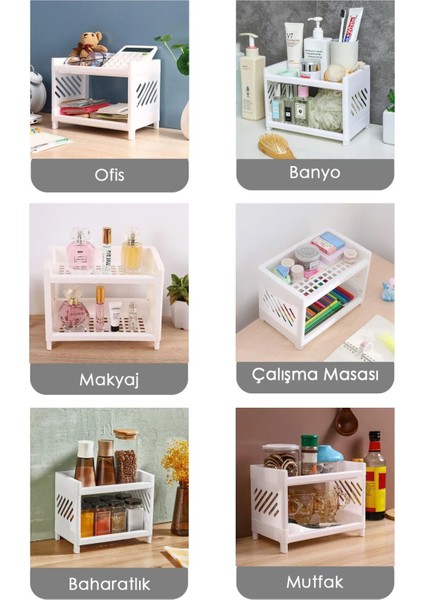 Çok Amaçlı Beyaz 2 Katlı Düzenleyici, Mutfak, Banyo ve Ofis İçin Organizatör fiyatları