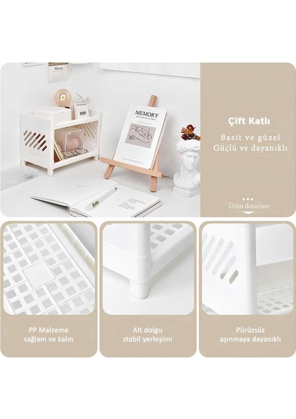 Çok Amaçlı Beyaz 2 Katlı Düzenleyici, Mutfak, Banyo ve Ofis İçin Organizatör indirimleri