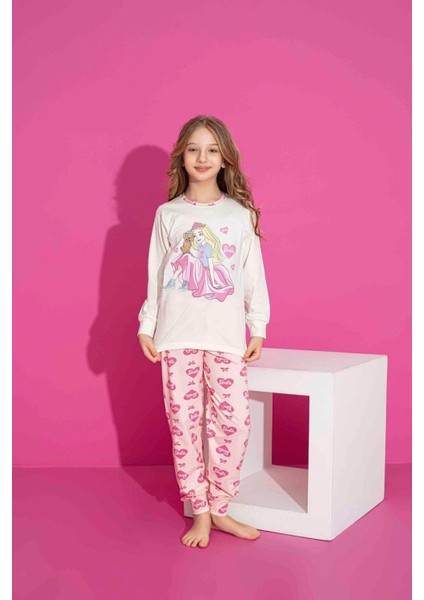 Kız Çocuk Desenli Uzun Kollu Pijama Takımı