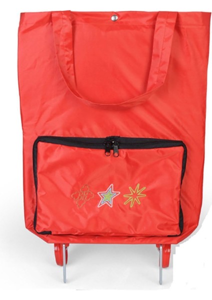 Çiğdem Model Ağır Yüklerde Yardımcı, Katlanabilir Alışveriş ve Seyahat Çantası-Kırmızı