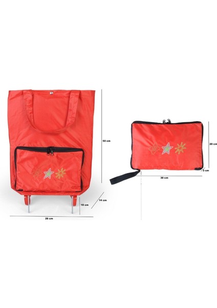 Çiğdem Model Ağır Yüklerde Yardımcı, Katlanabilir Alışveriş ve Seyahat Çantası-Kırmızı fiyatları