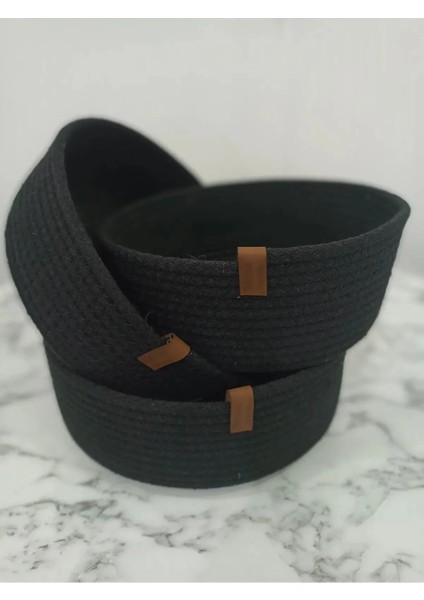 El dokuma 3'lü jüt hasır sepet takımı, çok amaçlı ve şık çaplı sepetler