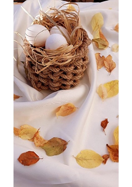 Şık ve Dekoratif Mini Hasır Sepet, Kahverengi, Yumurta Sunumu İçin Mükemmel Seçim