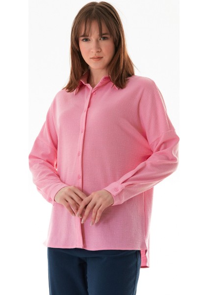 Basic Jakarlı Oversize Gömlek