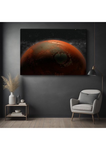 Mars - Kızıl Gezegen Krater Manzarası Kanvas Tablo