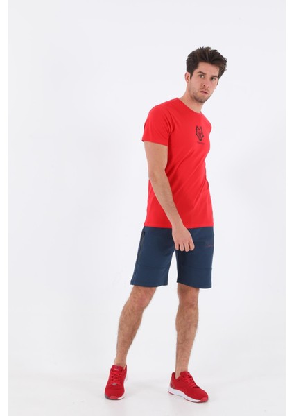 Sportswear Regular Erkek Sisli Mavi Şort 20549