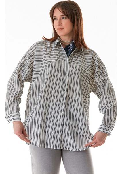Çizgili Oversize Gömlek
